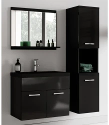 Badkamermeubel 60cm Complete Set - Hoogglans Zwart